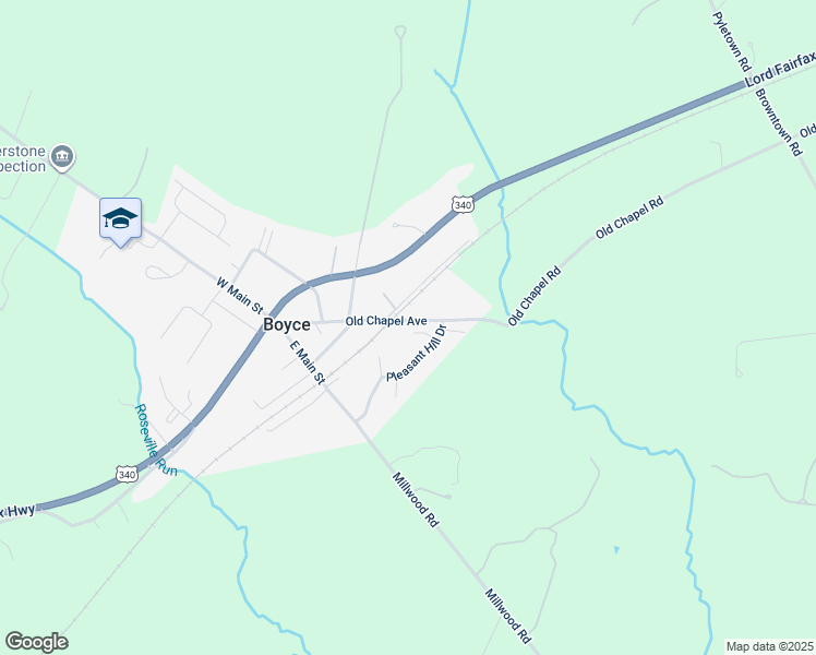 map of restaurants, bars, coffee shops, grocery stores, and more near 336 Belinda Court in Boyce