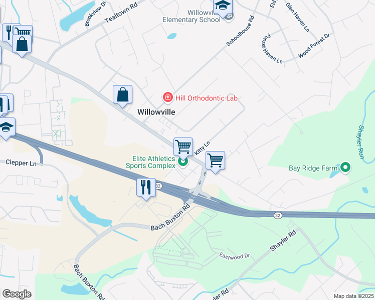 map of restaurants, bars, coffee shops, grocery stores, and more near 1158 Old State Route 74 in Batavia