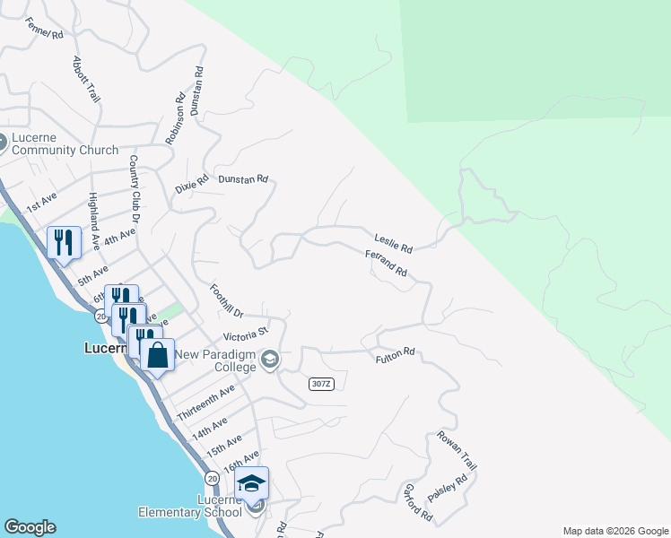 map of restaurants, bars, coffee shops, grocery stores, and more near 4149 Highland Road in Lucerne