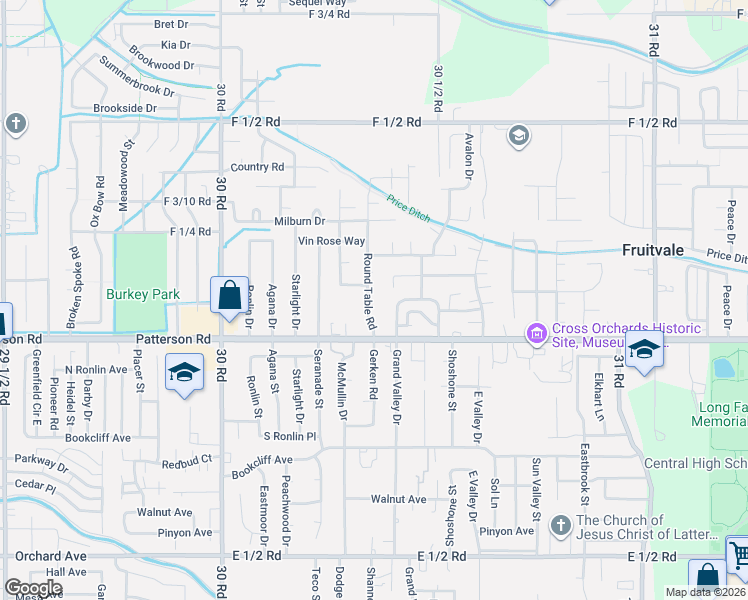map of restaurants, bars, coffee shops, grocery stores, and more near 612 Round Table Road in Grand Junction