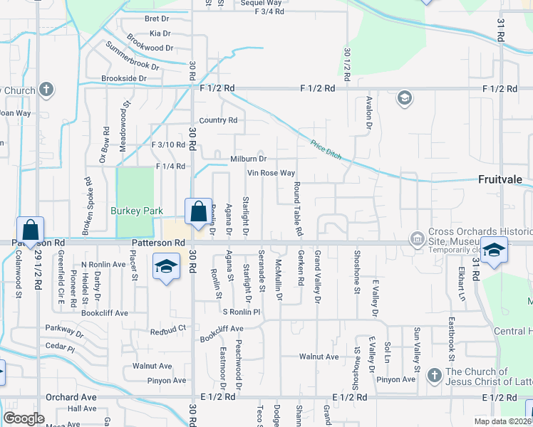 map of restaurants, bars, coffee shops, grocery stores, and more near 610 Seranade Street in Grand Junction