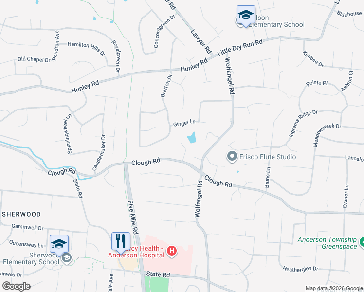 map of restaurants, bars, coffee shops, grocery stores, and more near 7488 Clough Pike in Cincinnati