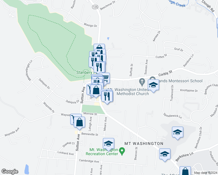 map of restaurants, bars, coffee shops, grocery stores, and more near 2108 Salvador Street in Cincinnati