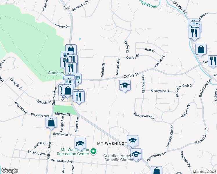 map of restaurants, bars, coffee shops, grocery stores, and more near 6365 Corbly Road in Cincinnati