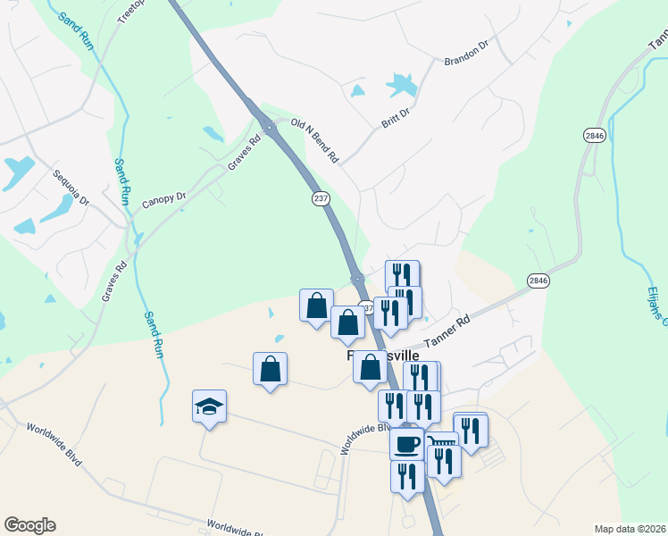 map of restaurants, bars, coffee shops, grocery stores, and more near 1869 North Bend Road in Hebron