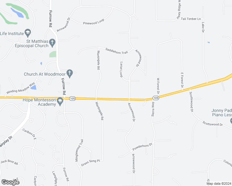 map of restaurants, bars, coffee shops, grocery stores, and more near 330 Colorado 105 in Monument