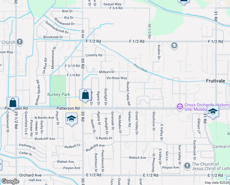 map of restaurants, bars, coffee shops, grocery stores, and more near 610 Seranade Street in Grand Junction