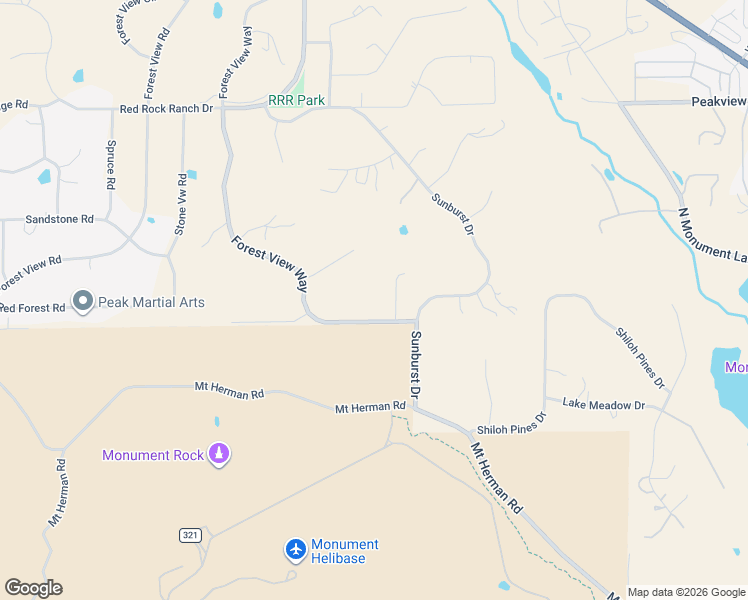 map of restaurants, bars, coffee shops, grocery stores, and more near 785 Forest View Way in Monument