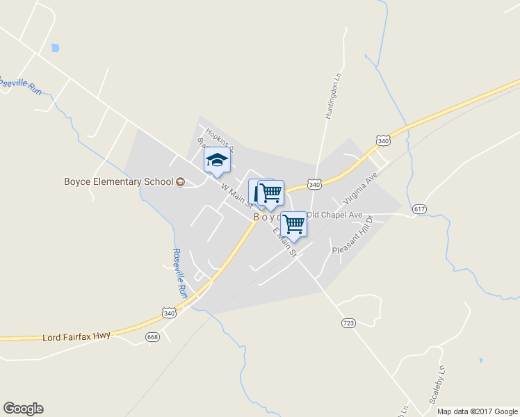 map of restaurants, bars, coffee shops, grocery stores, and more near 2 North Greenway Avenue in Boyce