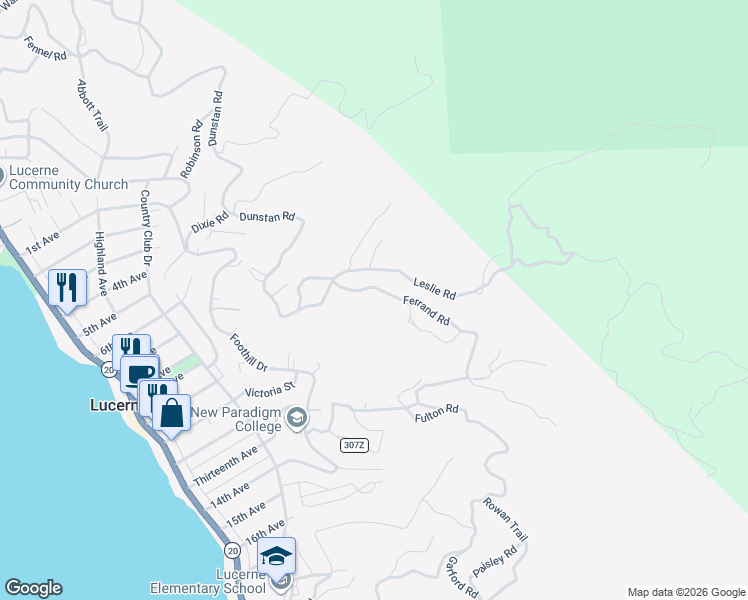 map of restaurants, bars, coffee shops, grocery stores, and more near 4149 Highland Road in Lucerne