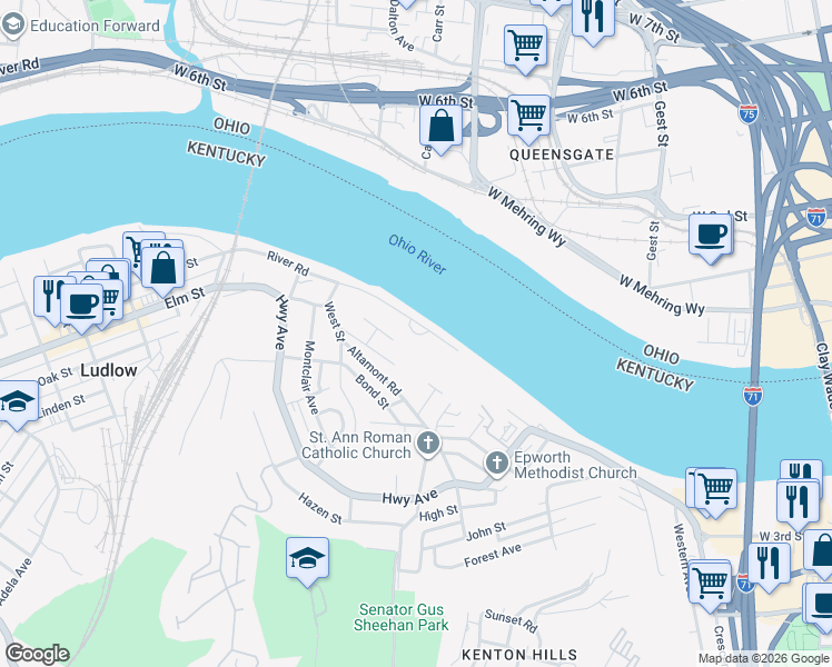map of restaurants, bars, coffee shops, grocery stores, and more near 1405 Livingston Street in Covington