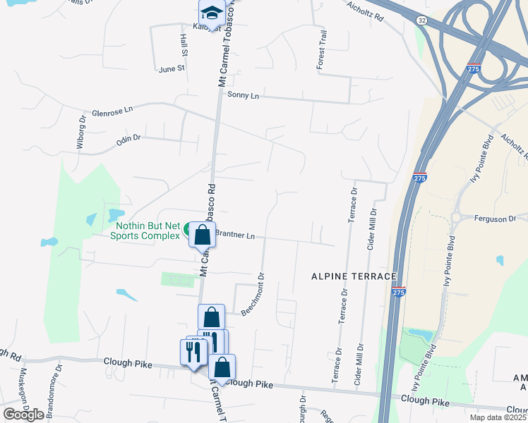 map of restaurants, bars, coffee shops, grocery stores, and more near 4356 Beechmont Drive in Cincinnati