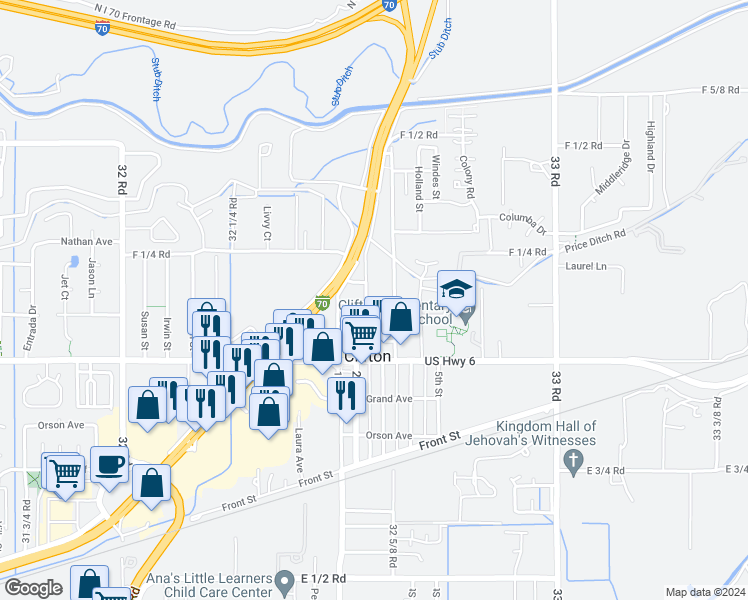 map of restaurants, bars, coffee shops, grocery stores, and more near 440 Smallwood Lane in Clifton