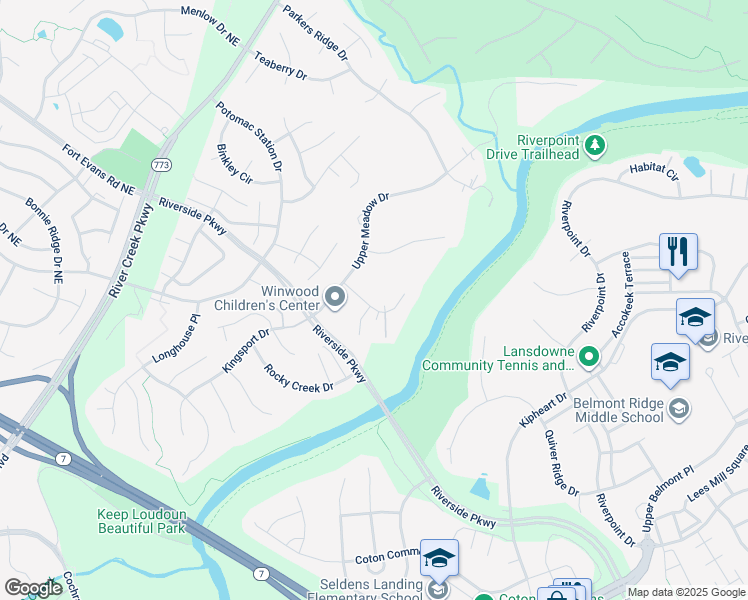 map of restaurants, bars, coffee shops, grocery stores, and more near 43248 Overview Place in Leesburg