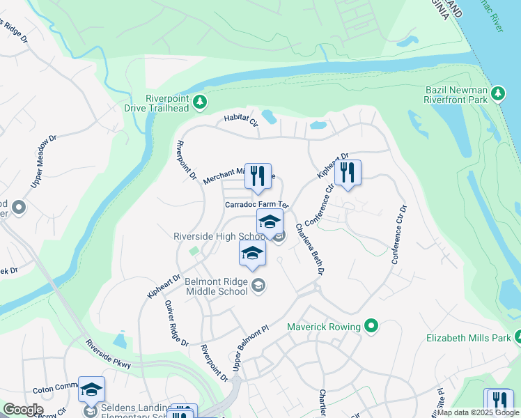 map of restaurants, bars, coffee shops, grocery stores, and more near 43609 Carradoc Farm Terrace in Leesburg