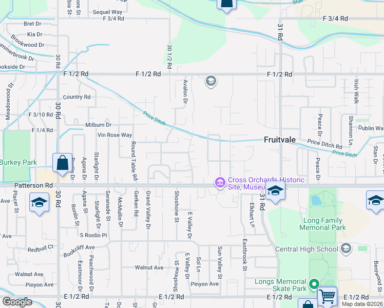 map of restaurants, bars, coffee shops, grocery stores, and more near 614 Cottage Meadows Court in Grand Junction