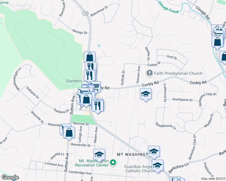 map of restaurants, bars, coffee shops, grocery stores, and more near 6274 Corbly Road in Cincinnati