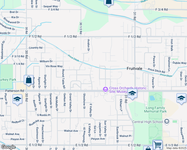 map of restaurants, bars, coffee shops, grocery stores, and more near 622 Orange Grove Way in Grand Junction