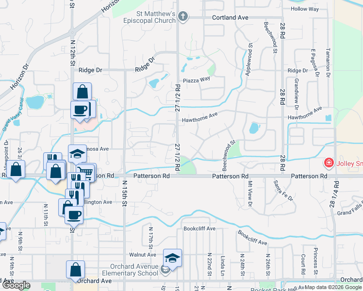 map of restaurants, bars, coffee shops, grocery stores, and more near 2904-2912 27 1/2 Road in Grand Junction