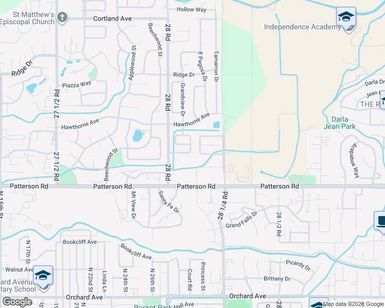map of restaurants, bars, coffee shops, grocery stores, and more near 2813 Day Break Avenue in Grand Junction