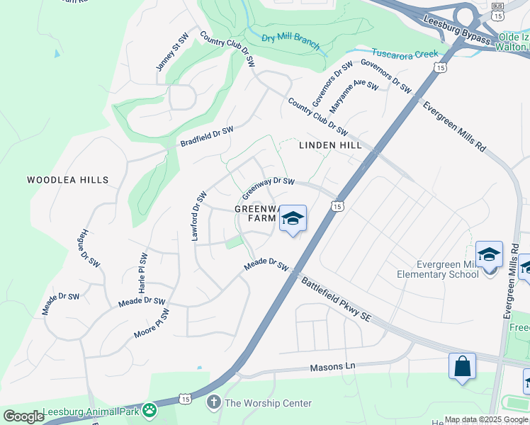 map of restaurants, bars, coffee shops, grocery stores, and more near 141 Hampshire Square Southwest in Leesburg