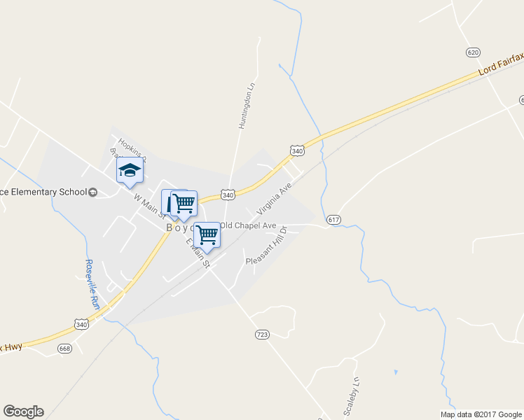 map of restaurants, bars, coffee shops, grocery stores, and more near 7 Virginia Avenue in Boyce