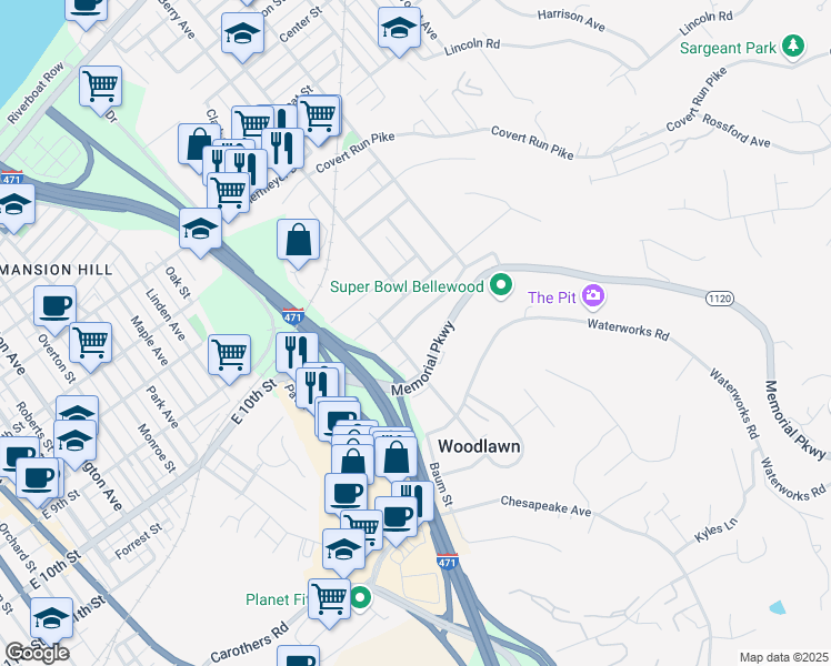map of restaurants, bars, coffee shops, grocery stores, and more near 117 Glazier Avenue in Bellevue