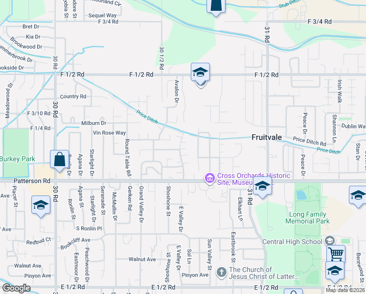 map of restaurants, bars, coffee shops, grocery stores, and more near 614 Cottage Meadows Court in Grand Junction