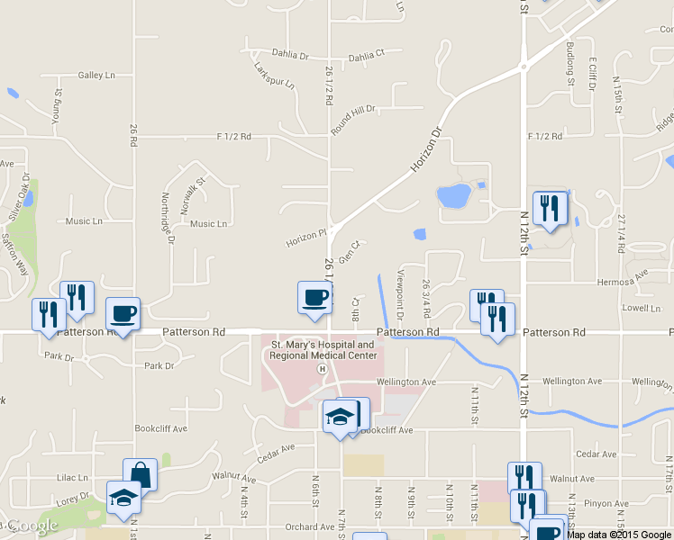 map of restaurants, bars, coffee shops, grocery stores, and more near 701 Glen Court in Grand Junction