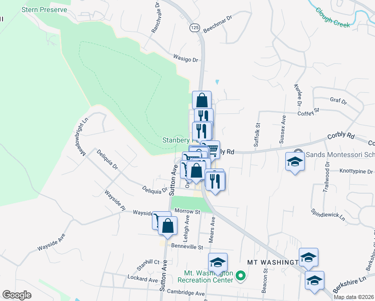 map of restaurants, bars, coffee shops, grocery stores, and more near 6126 Corbly Road in Cincinnati
