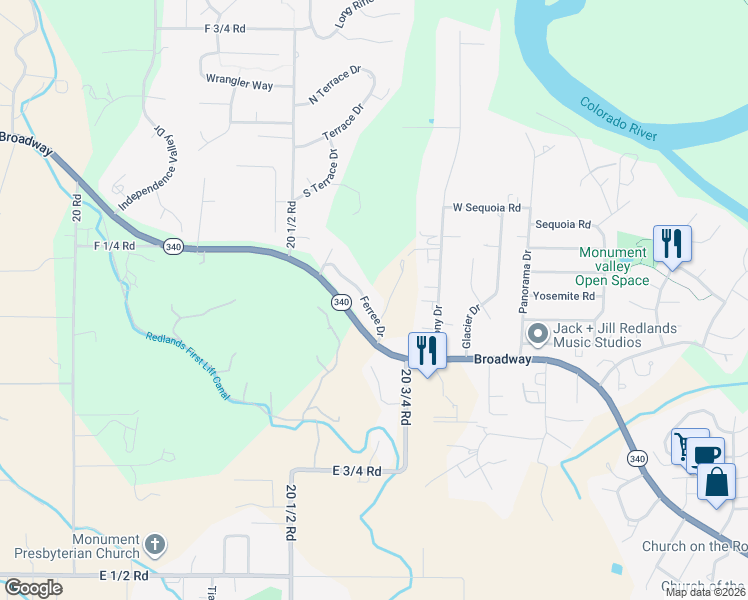 map of restaurants, bars, coffee shops, grocery stores, and more near 2066 Ferree Drive in Grand Junction