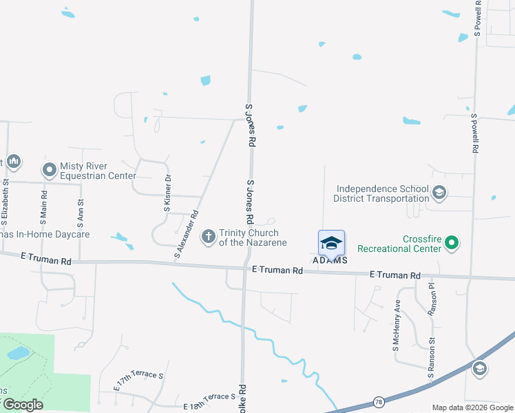 map of restaurants, bars, coffee shops, grocery stores, and more near 907 South Jones Road in Independence