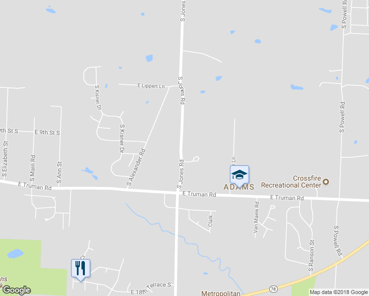 map of restaurants, bars, coffee shops, grocery stores, and more near 907 South Jones Road in Independence