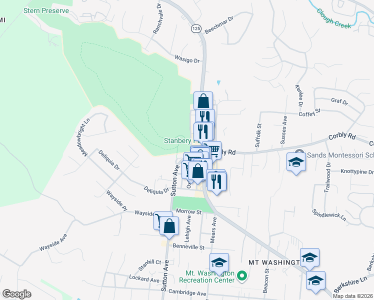 map of restaurants, bars, coffee shops, grocery stores, and more near 6126 Corbly Road in Cincinnati