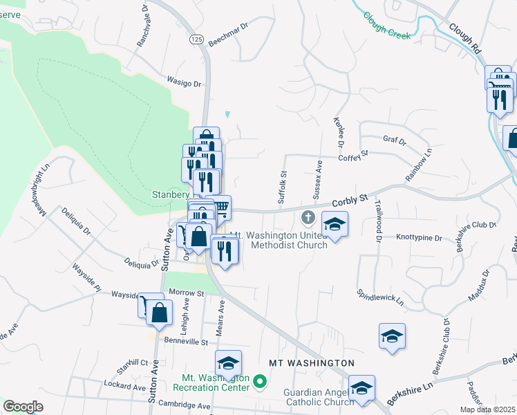 map of restaurants, bars, coffee shops, grocery stores, and more near 6274 Corbly Road in Cincinnati