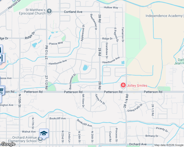 map of restaurants, bars, coffee shops, grocery stores, and more near 2938-2940 Beechwood Street in Grand Junction