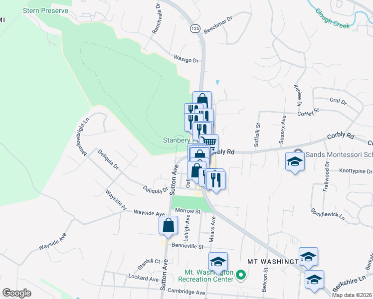 map of restaurants, bars, coffee shops, grocery stores, and more near 6126 Corbly Road in Cincinnati