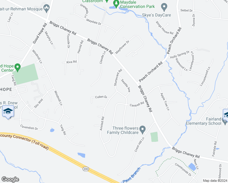 map of restaurants, bars, coffee shops, grocery stores, and more near 14600 Sturtevant Road in Silver Spring