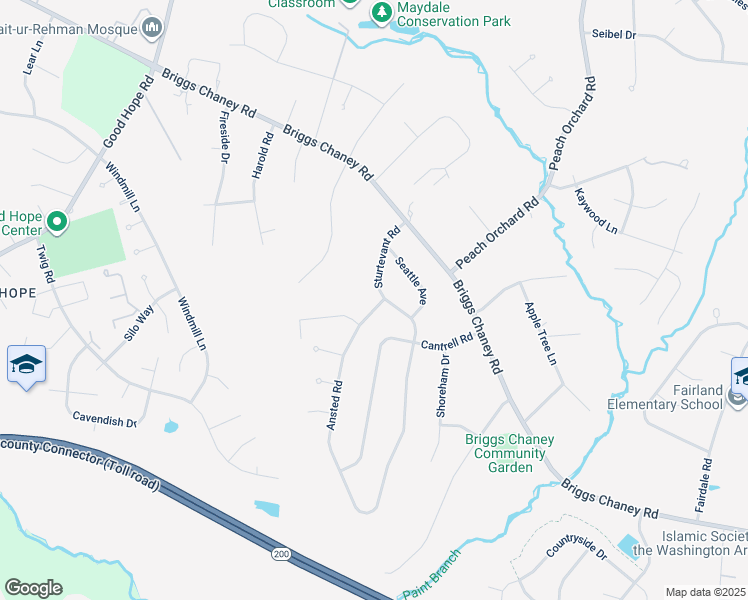 map of restaurants, bars, coffee shops, grocery stores, and more near 14600 Sturtevant Road in Silver Spring