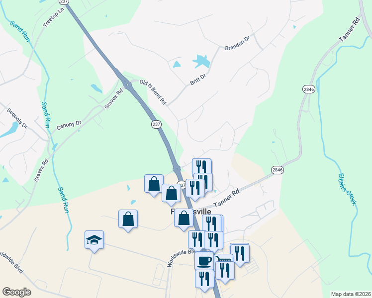 map of restaurants, bars, coffee shops, grocery stores, and more near 1846 Old North Bend Road in Hebron