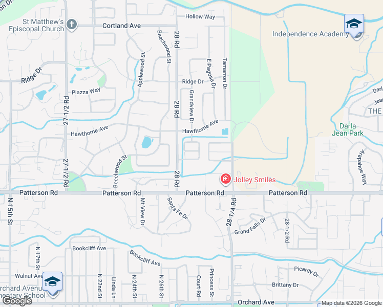 map of restaurants, bars, coffee shops, grocery stores, and more near 2811 Cottage Lane in Grand Junction