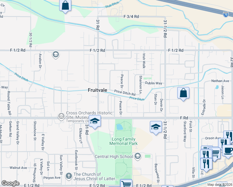 map of restaurants, bars, coffee shops, grocery stores, and more near 3113 Price Ditch Road in Grand Junction