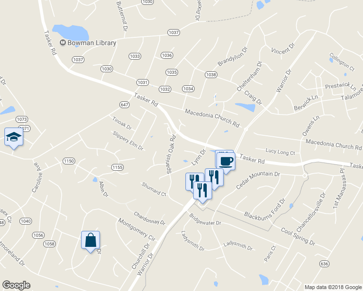 map of restaurants, bars, coffee shops, grocery stores, and more near 120 Bayberry Court in Stephens City
