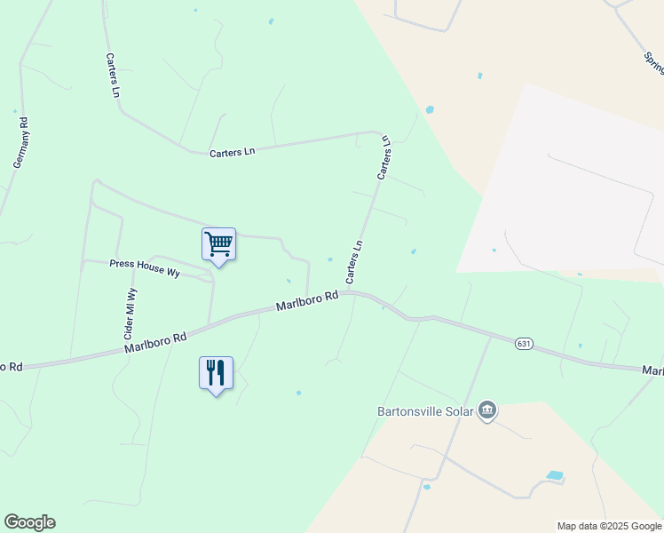 map of restaurants, bars, coffee shops, grocery stores, and more near 125 Carters Ln in Stephens City