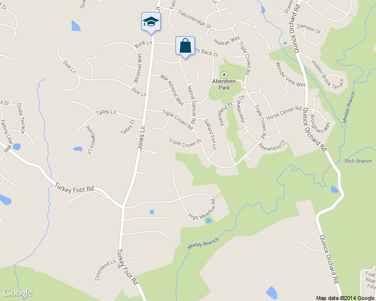 map of restaurants, bars, coffee shops, grocery stores, and more near 14508 Triple Crown Place in North Potomac
