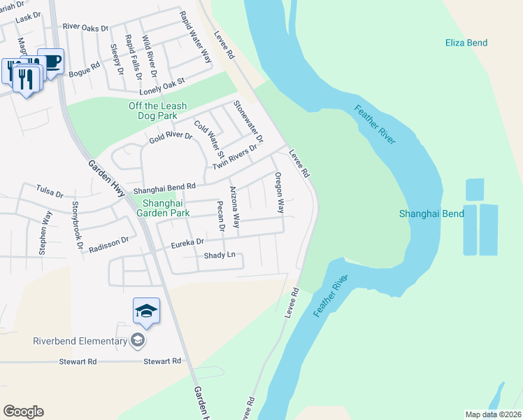 map of restaurants, bars, coffee shops, grocery stores, and more near 2394 Michigan Court in Yuba City