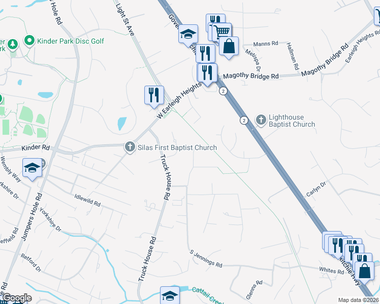map of restaurants, bars, coffee shops, grocery stores, and more near 114 Sheppard Road in Severna Park