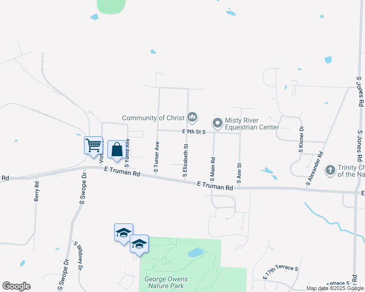 map of restaurants, bars, coffee shops, grocery stores, and more near 906 South Elizabeth Street in Independence