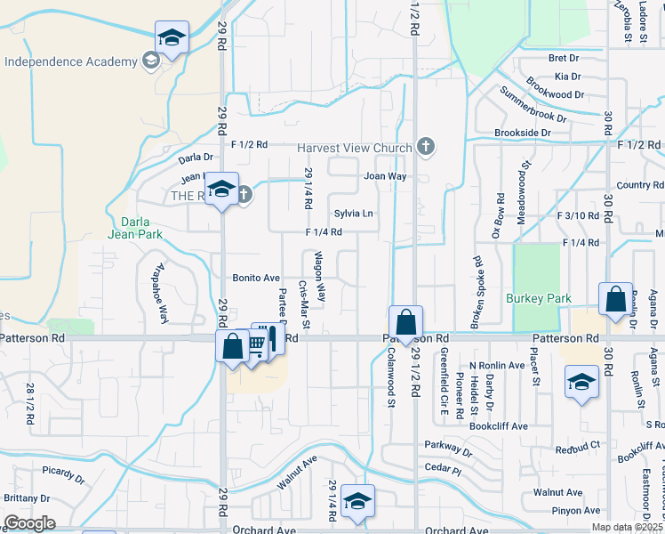 map of restaurants, bars, coffee shops, grocery stores, and more near 617 Darren Way in Grand Junction
