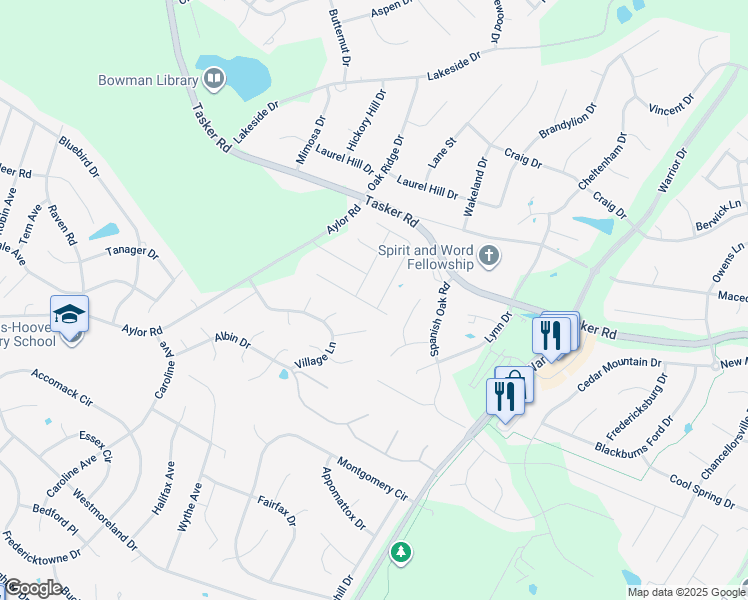 map of restaurants, bars, coffee shops, grocery stores, and more near 121 Slippery Elm Drive in Stephens City